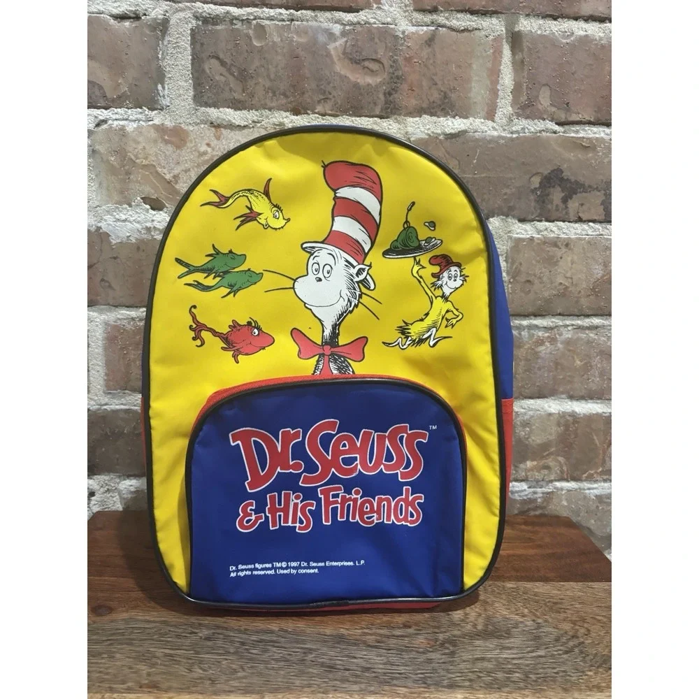 Vintage 1997 Dr. Suess Cat in the Hat and Friends Kids School Backpack 90s Style